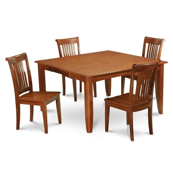 East West Furniture 9 Piece Dining Room Set For 8-Kitchen Table With Leaf and 8 Dinette Chairs PFPO9-SBR-W - main
